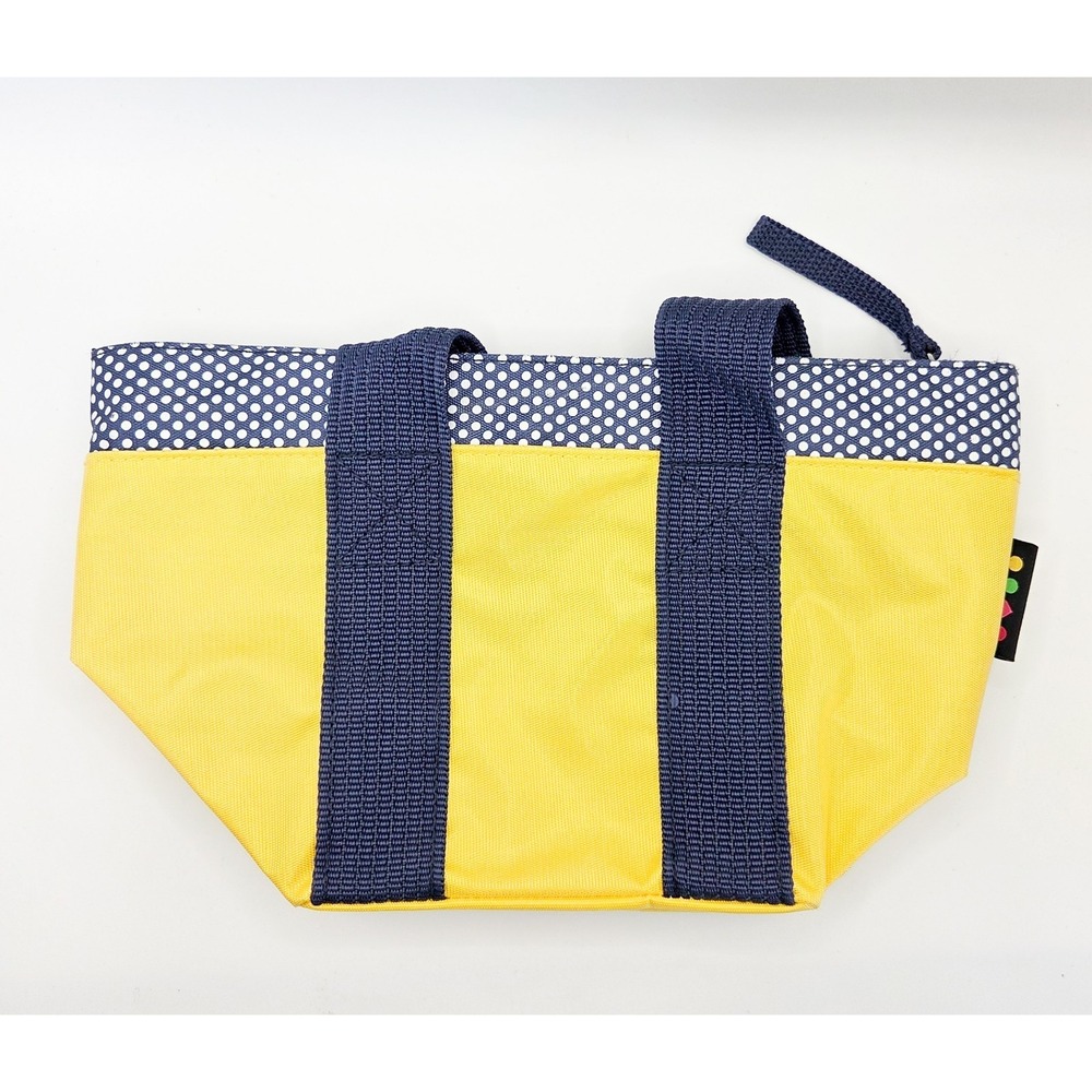 Joe Boxer Mini Spring Summer Zip Tote Yellow Blue Polka Dots Max Loud Y2K - Picture 8 of 9